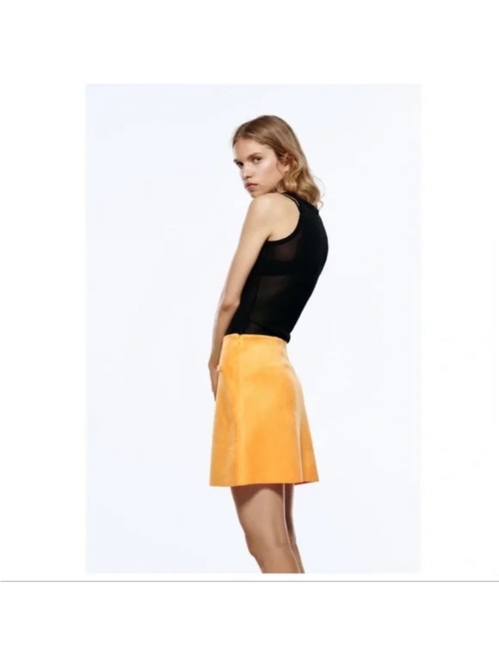 Zara Faux Suede Mini Skirt Beige - Picture 10 of 12